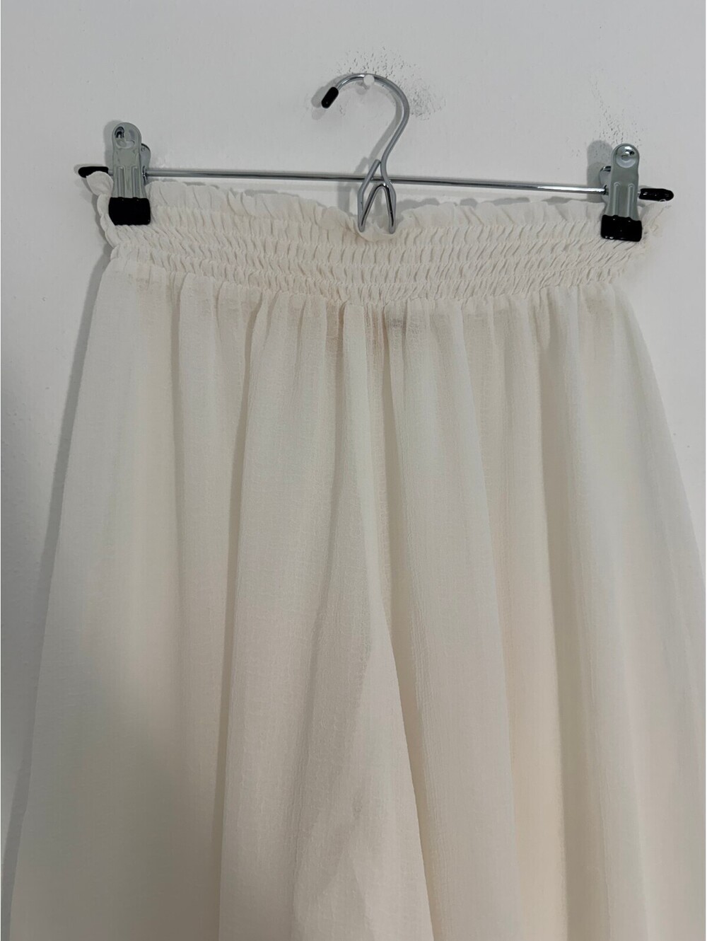 Ramy Brook Ivory Sheer Wide Leg Pull On Palazzo Pants Smocked Waist Size S - Picture 6 of 7